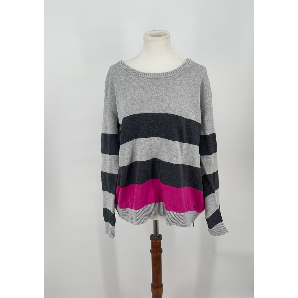 Vtg Tommy Hilfiger‎ Pink and Gray Sweater Size XXL  Preppy Ivy League Barbie